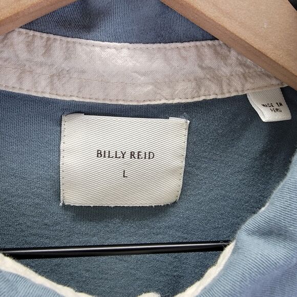 Billy Reid Shirt Men's L Light Blue Short Sleeve Polo Pocket - Picture 4 of 9